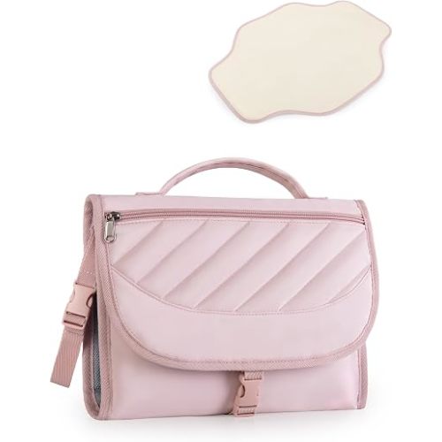 Marscamd Diaper Clutch Bag with Portable Changing Pad, Pink