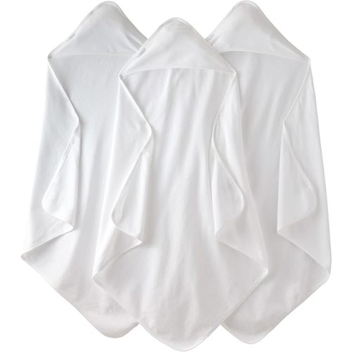 Butterblu Harper - 100% Organic Cotton Hooded Towels in Soft and Absorbent Baby Terry, 3-Pack, White, One Size