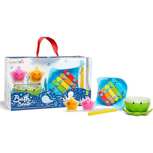 Munchkin® Bath Beats™ Bath Toy, Musical Set Includes Xylophone, Bath Drum & Shakers, Fun for Babies, Toddlers and Kids