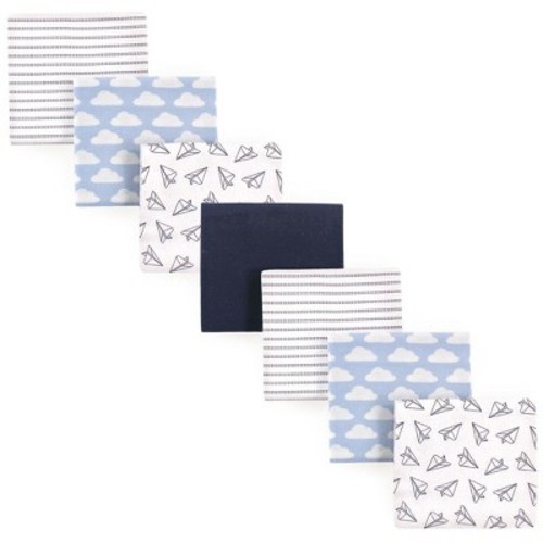 Hudson Baby Infant Boy Cotton Poly Flannel Receiving Blankets Bundle, Paper Airplane, One Size