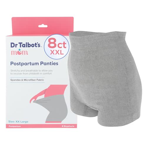 Dr. Talbot's Mom Postpartum Underwear - 8 Count - Size XX-Large Disposable Panties for Postpartum Care - Gray