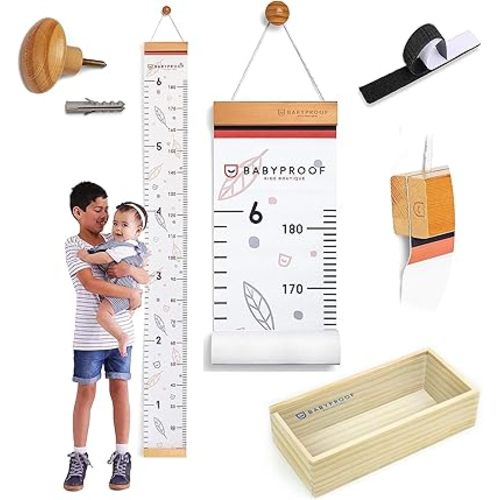 Growth Chart for Kids by Baby Proof - Measuring Height Chart and Kids Decor! Meaningful Memories Through Kid Size Chart Measurement. Leafy Growth Chart Ruler for Wall with Wooden Keepsake Box