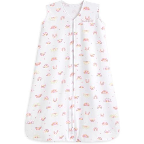 HALO SleepSack, 100% Cotton Wearable Blanket, Swaddle Transition Sleeping Bag, TOG 0.5, Sunshine Rainbows, Small, 0-6 Months