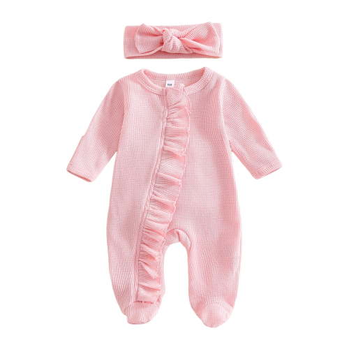 WUANDIXFA Baby Girls Cactus Footies Zip Up Onesie Romper (Pink, Newborn)