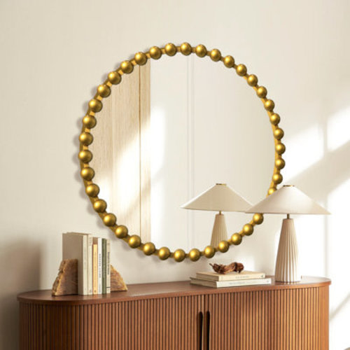 Dakota Fields Metal-Framed Beaded Wall Mirror ,Circular Accent Mirror in Black, Gold, or Silver. & Reviews | Wayfair