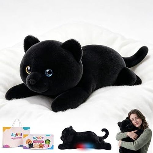 SQEQE Weighted Stuffed Animals Black Cat Plush, Adjustable 2.2-4.5 lbs