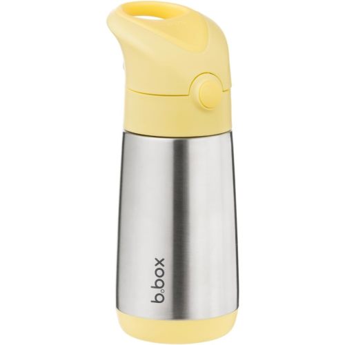 b.box 12 oz Insulated Water Bottle - Kids Water Bottle Stainless Steel w/Free Flow Silicone Straw, Toddler Cups, Keeps Drinks Cold 8 Hours, BPA Free, Leakproof, Dishwasher Safe, Age 12m+ | Lemon