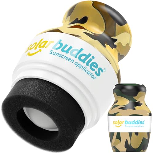 Solar Buddies Sunscreen Applicator – Camo– Refillable Roll-on Sponge for Sunscreens & Lotions – For Kids, Adults & Families – Holds 3.4Fl Oz – Perfect for Travel