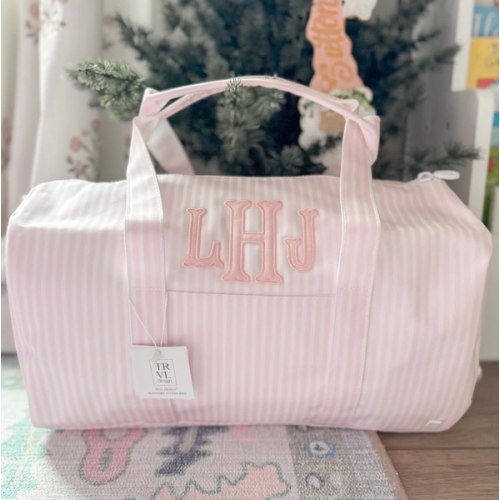 TRVL PINK PIMLICO STRIPE WEEKENDER DUFFEL – BR Tiny Closet LLC