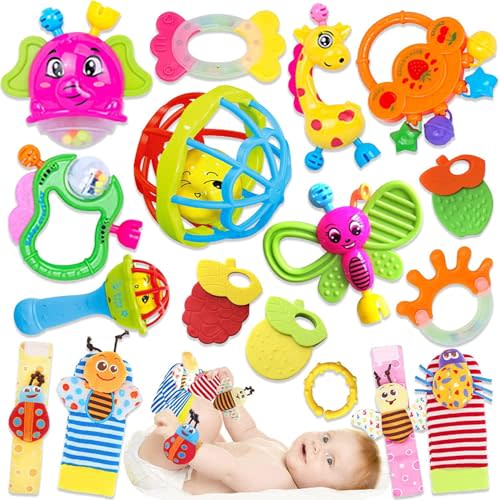 Baby Rattles 0-6 Months: Baby Toys Rattles for Babies 6-12 Months Infant Toys 0-3 Months Newborn Toys Teething Toys 3-6 Months - Baby Rattle Socks Baby Gifts for Boy Girl