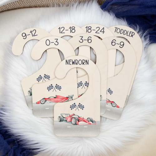 RED RACE CAR WOOD CLOTHING DIVIDERS