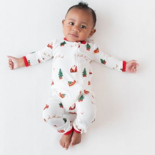Kyte Baby Zippered Romper in Santa Sleigh