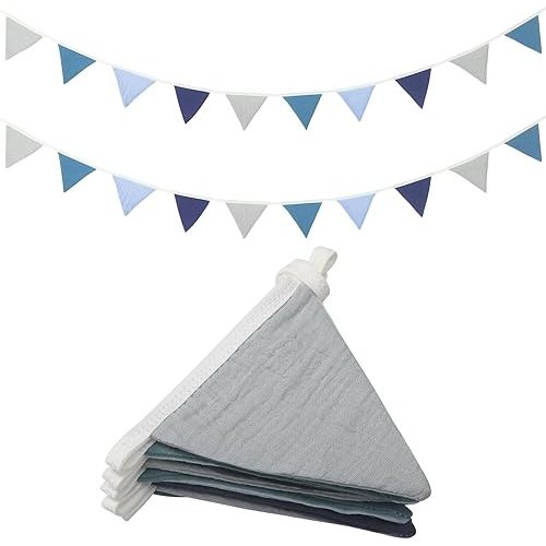 Oudain 2 Pcs Pennant Banner Flags Nursery Garland Triangle Bunting Flags Playroom Wall Decor Banner for Nursery Baby Shower Birthday Boho Wedding Party Event, Each 7.75 ft(Bright Color)