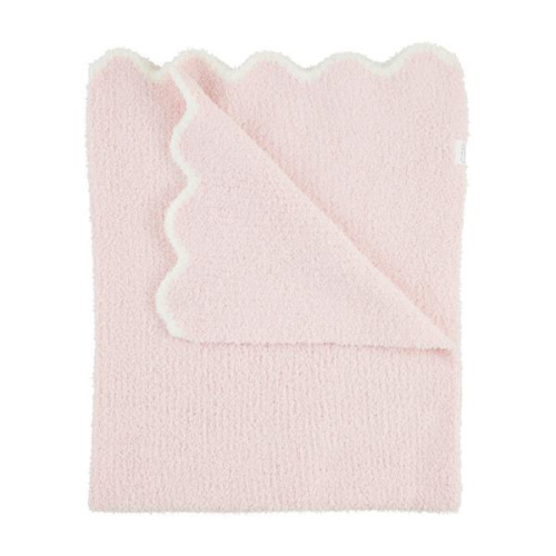Pink Scallop Chenille Blanket - Cozy Knit Design | Mud Pie