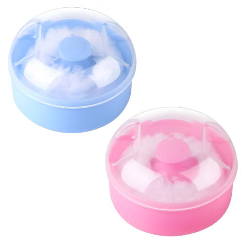 RAGUPEL 2Pcs Baby Body Powder Puff and Container Case (Pink and Blue)