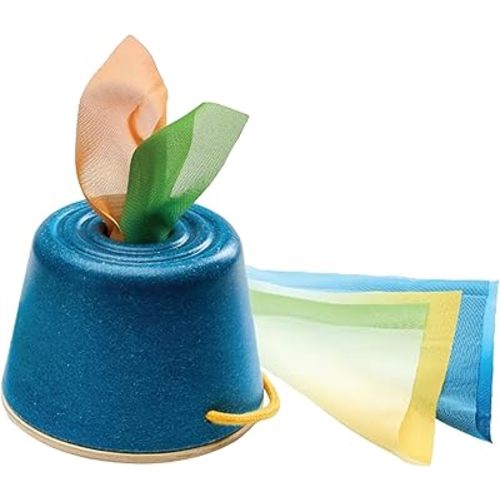PlanToys® Wooden Baby Tissue Box Toy for Infants & Toddlers | Fine Motor Skill Activity with Cloth Pieces | Object Permanence Learning Toy | Montessori Sensory Educational Gift