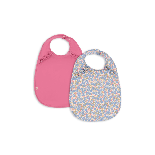 Konges Sløjd 2 Pack Dinner Bib With Frill - Fleur Rosier/Chateau Rose