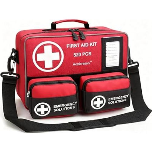 520 Piece Large First Aid Kit – Emergency Survival Kit for Car, Home, Camping, and Travel – Compact Medical Kit for Roadside Emergencies, Outdoor Adventures, and Everyday Safety