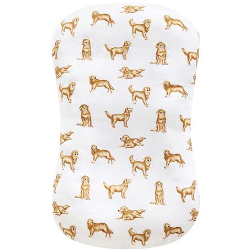 LifeTree Muslin Baby Lounger Cover, Newborn Slipcover Lounger Cover for Boys Girls Infant, Soft 70% Viscose from Bamboo and 30% Cotton, 1 Pack Cover Only, GoldenRetriever Pattern