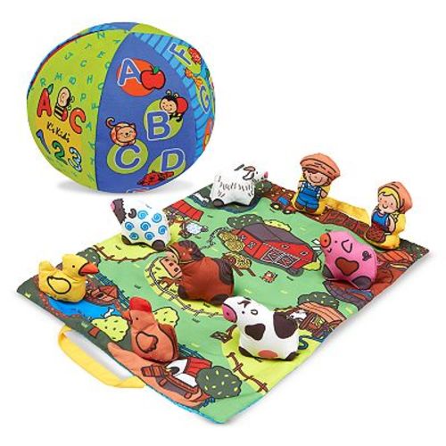 Melissa & Doug K’s Kids 2-in-1 Talking Ball and Take-Along Farm Play Mat