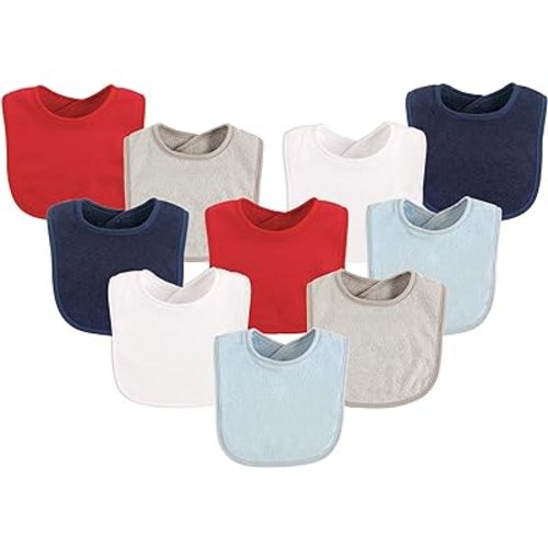 Luvable Friends Unisex Baby Cotton Terry Bibs, Boy Solid, One Size