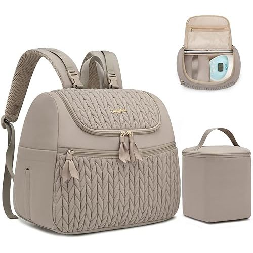 Qualyphant Breast Pump Bag for Spectra S1/S2 & Medela – Insulated Cooler Bag, 13" Laptop Sleeve, Diaper Backpack with Changing Pad – Lightweight, Water-resistant & Stylish for Work, Travel