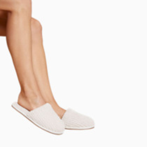 Barefoot Dreams CozyChic Ribbed Slipper - Cream, L