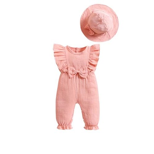 QITUDATEY Newborn Baby Girl Clothes Romper, Long Sleeve Cute One Piece Knit Jumpsuit Infant Outfits with Bow Headband