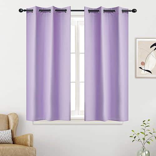 YGO Lilac Blackout Curtain Panels for Bedroom 54 Inch Length 2 Panels Set Solid Thermal Insulated Room Darkening Curtains with Grommet 34 W x 54 L Inch Light Purple