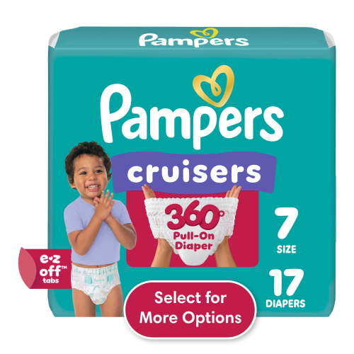 Pampers Baby Pull-On Diapers Size 7, 17 Count Leakproof Hypoallergenic with 360 Stretchy Waistband