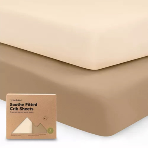 KeaBabies 2pk Soothe Fitted Crib Sheets Neutral, Baby Crib Sheets, Fits Standard Nursery Baby Mattress - Pecan