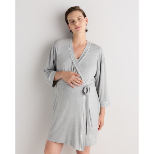 Bamboo Jersey Maternity Robe - Maternity & Post-partum in Wine Tasting Red