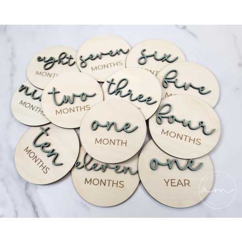 Baby Monthly Milestone Signs | Hello World Disk | Wooden | Boho | Baby Photos | Gift | Milestone Disks | Baby Shower | Milestone Cards