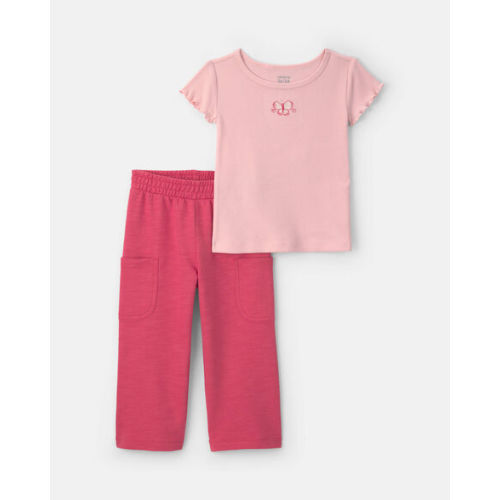 Toddler Girl 2-Piece Short-Sleeve Top & Pant Set - Pink | Carter's