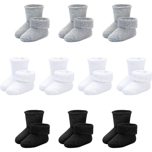 Baby Socks Newborn Terry Cotton Ankle Crew Socks 0-3 Months Girls Preemie Turn Cuff Infant Sock 10 Pairs