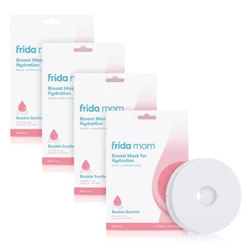Frida Mom Hydration Packets for Breasts, Hydrate Nipples with Breast Mask Made with Aloe Vera, Honey, Tea Tree Oil, & Cucumber, 2 Sheet Masks (Pack of 4)