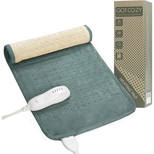 GOTCOZY Heating Pad for Back Pain Relief & Cramps,Electric Heating Pads for Neck and Shoulders with 2H-Auto Shut Off and 5 Heat Settings,Gifts for Mom Men 12''X24''(Green)