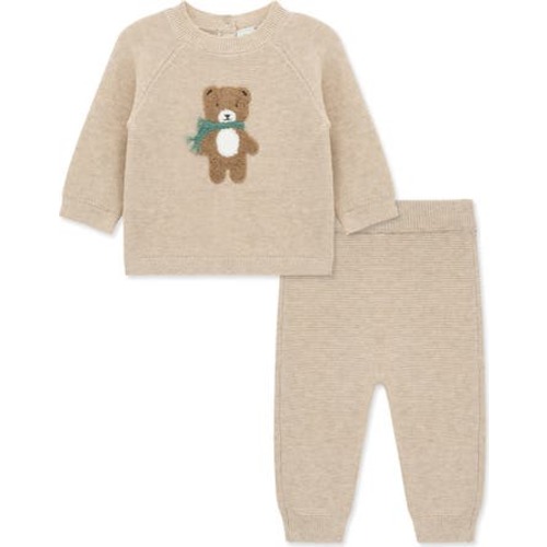 Bear Cotton Crewneck Sweater & Pants Set, 9M