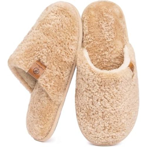 EverFoams Women's Fuzzy Slippers Warm Cozy Memory Foam Indoor House Shoes