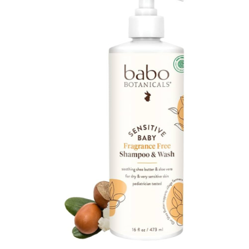 Babo Botanicals Fragrance-Free 2-in-1 Baby Shampoo & Wash - Shea Butter, Calendula & Aloe - EWG Verified, Cruelty-Free, Vegan - Pediatrician Tested - 16 Fl Oz