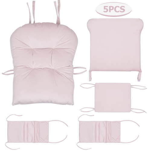 Lovote 5 in 1 Removable Glider Cushions Set for Rocker Chair & Ottoman Washable Cover, Pink