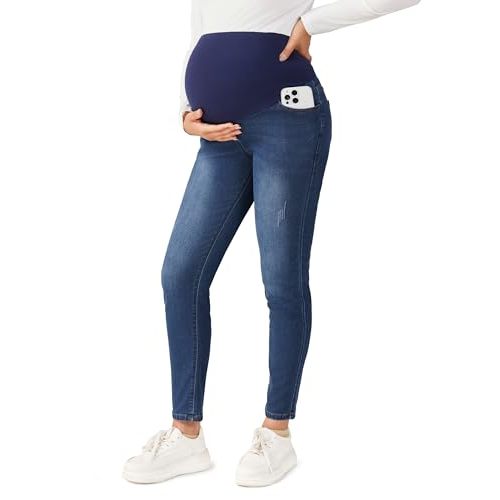 Maternity Jeans for Women Stretchy Skinny Maternity Pants Comfy Slim Pregnancy Denim Pants with Pockets