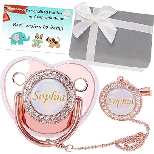 Personalized Pacifier Set with Name for Newborns Gift(Rose Gold)