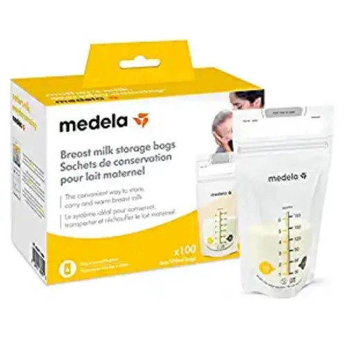 Medela Breast Milk Storage Bags, 100 Count, Ready to Use Breastmilk Bags for Breastfeeding, Self Standing Bag, Space Saving Flat Profile, Hygienically Pre-Sealed, 6 Ounce - 100 Count (Pack of 1)