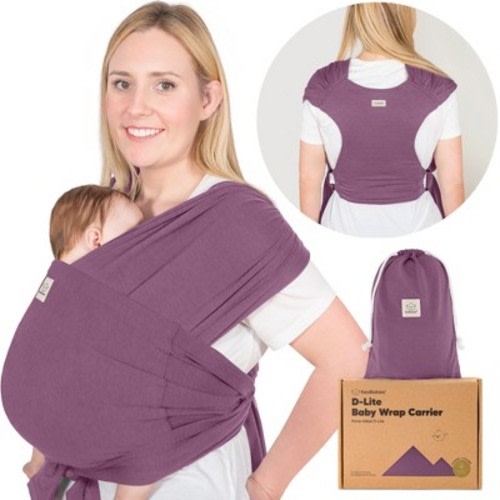 KeaBabies D-Lite Baby Wrap Carrier, Adjustable Baby Carrier, Baby Sling, Newborn, Infant, Toddler 7-44lbs, Color: Dark mauve