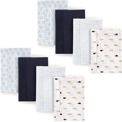 Luvable Friends Layered Flannel Burp Cloths, 8 Pack, Turtles