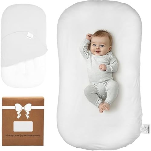 Baby Lounger Oversized 0-24 Months, Home and Travel Infant Cushion-White