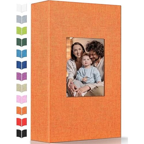 Photo Album 4x6 with 300 Pockets,Slip-in Picture Albums,Linen Cover Memory Book with Front Window,White Page Vertical Photo Book for Wedding,Family,Anniversare,Baby,Vacation