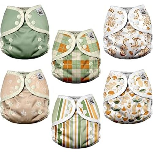 Mama Koala Reusable Adjustable Cloth Diaper Covers with Double Gusset for Girls and Boys, Snap Closure, Size S (Vibrant Mush-S)