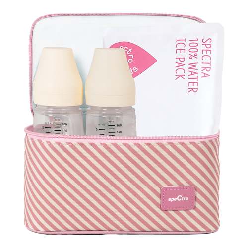 Pink Cooler with Ice Pack and Wide Neck Bottles Kit